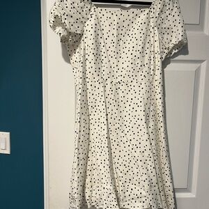 Elegant White Polka Dot Dress